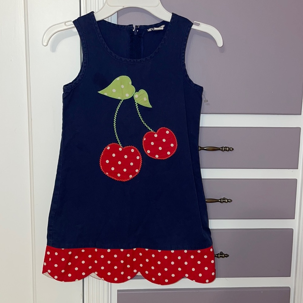 Heartstrings girls 6T cherry dress with embroidered cherries!